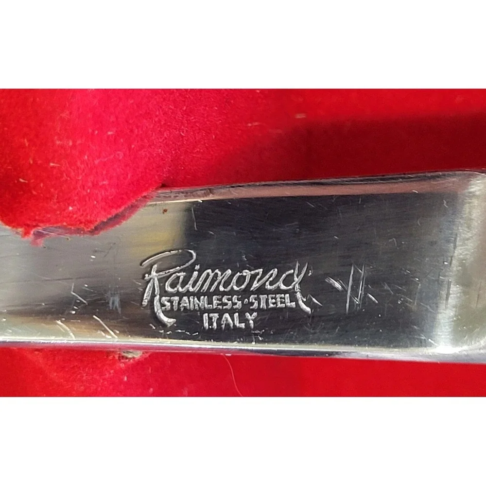 Mid Century Modern Raimond Stainless Steel Carving Knife &  Fork Boxed Set Italy